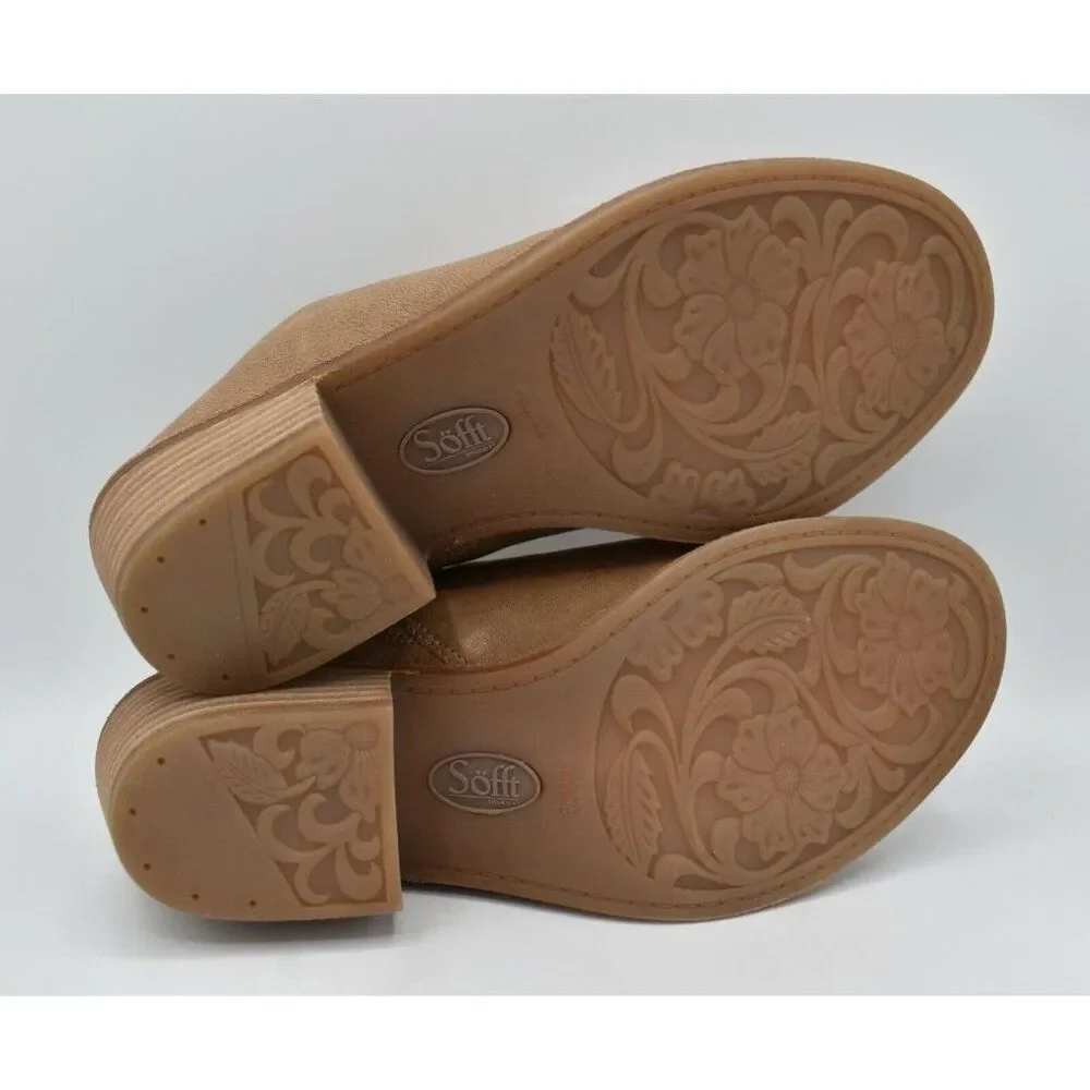 Sofft Women Sz 8 Aneesa Light Taupe Leather Slip On Heeled Mules Sandals Shoes - Picture 8 of 12